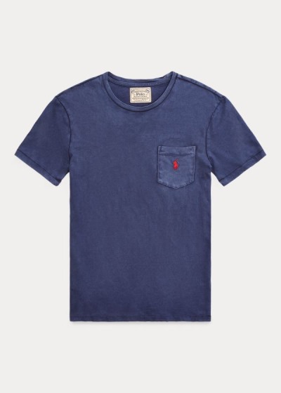 Playeras Polo Ralph Lauren Hombre Azul Marino - Custom Slim Fit Pocket - PQZVC0218